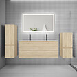 AICA SANITAIRE - AICA SANITAIRE Ensemble meuble double vasque L.120cm + lavabo + LED miroir + 2*colonne,chêne - vignette