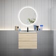 AICA SANITAIRE - AICA Ensemble meuble vasque L.60cm 2 tiroirs + lavabo + LED miroir rond 70cm,chêne - vignette