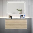 AICA SANITAIRE - AICA Ensemble meuble double vasque L.120cm 4 tiroirs + lavabo + LED miroir,chêne - vignette
