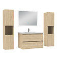 AICA SANITAIRE - Ensemble meuble Salle de Bain 80cm avec colonne + miroir lumineux dimmable chêne wotan - vignette