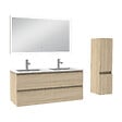 AICA SANITAIRE - Ensemble meuble Salle de Bain 120cm avec vasque et colonne et miroir lumineux 3 couleurs chêne wotan - vignette