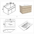 AICA SANITAIRE - Meuble simple vasque 60cm avec miroir 3 couleurs et dimmable chêne wotan - vignette