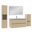 AICA SANITAIRE - Meuble salle de Bain 100cm avec colonne + miroir mural lumineux 3 couleurs Chêne Wotan - vignette