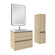 AICA SANITAIRE - Meuble salle de Bain 60cm simple vasque avec colonne + miroir 3 couleurs Chêne Wotan - vignette