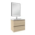 AICA SANITAIRE - Meuble Salle de Bain 60cm Chêne Wotan simple vasque et miroir lumineux 3 couleurs et dimmable - vignette