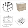 AICA SANITAIRE - Meuble Salle de Bain 60cm Chêne Wotan simple vasque et miroir lumineux 3 couleurs et dimmable - vignette