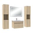 AICA SANITAIRE - Ensemble meubles Salle de Bain 60cm avec colonne + miroir lumineux 3 couleurs + dimmable Chêne Wotan - vignette
