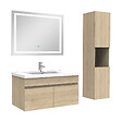 AICA SANITAIRE - Ensemble meuble salle de Bain 80cm avec colonne + miroir 3 couleurs Chêne Wotan - vignette