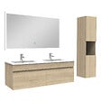 AICA SANITAIRE - Ensemble meuble Salle de Bain 120cm avec vasque + colonne + miroir lumineux dimmable chêne wotan - vignette