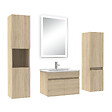 AICA SANITAIRE - Ensemble meuble Salle de Bain 60cm simple vasque avec colonne + miroir lumineux dimmable chêne wotan - vignette