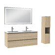 AICA SANITAIRE - Ensemble meuble salle de Bain 120cm avec colonne et miroir 3 couleurs Chêne Wotan - vignette