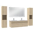 AICA SANITAIRE - Ensemble meubles Salle de Bain 120cm avec colonne + miroir lumineux 3 couleurs + dimmable Chêne Wotan - vignette