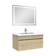 AICA SANITAIRE - Ensemble meuble Salle de Bain 80cm Chêne Wotan simple vasque + miroir lumineux 3 couleurs + dimmable - vignette