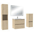 AICA SANITAIRE - Ensemble meuble salle de Bain 60cm avec colonne et miroir mural lumineux 3 couleurs Chêne Wotan - vignette