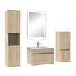 AICA SANITAIRE - Ensemble meuble Salle de Bain 60cm avec simple vasque + colonne + miroir lumineux dimmable chêne wotan - vignette