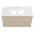 AICA SANITAIRE - Ensemble meuble Salle de Bain 100cm avec simple vasque et colonne et miroir lumineux dimmable chêne wotan - vignette