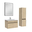 AICA SANITAIRE - Meuble simple vasque 60cm avec colonne et miroir lumineux chêne wotan - vignette