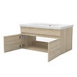 AICA SANITAIRE - Meuble simple vasque 60cm avec colonne et miroir lumineux chêne wotan - vignette
