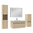 AICA SANITAIRE - Meuble simple vasque 80cm avec colonne et miroir lumineux 3 couleurs et dimmable chêne wotan - vignette