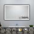 AICA SANITAIRE - Meuble simple vasque 80cm avec colonne et miroir lumineux 3 couleurs et dimmable chêne wotan - vignette