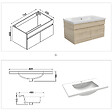 AICA SANITAIRE - Meuble simple vasque 80cm avec colonne et miroir lumineux 3 couleurs et dimmable chêne wotan - vignette