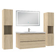AICA SANITAIRE - Ensemble meubles Salle de Bain 100cm avec colonne et miroir lumineux 3 couleurs et dimmable Chêne Wotan - vignette