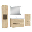 AICA SANITAIRE - Ensemble meuble salle de Bain 80cm avec colonne et miroir mural lumineux 3 couleurs Chêne Wotan - vignette