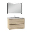 AICA SANITAIRE - Meuble Salle de Bain 80cm Chêne Wotan simple vasque + miroir lumineux 3 couleurs + dimmable - vignette