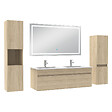 AICA SANITAIRE - Ensemble meuble Salle de Bain 120cm avec colonne + miroir lumineux 3 couleurs Chêne Wotan - vignette