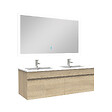 AICA SANITAIRE - Ensemble meuble Salle de Bain 120cm double vasque + miroir lumineux 3 couleurs + dimmable chêne wotan - vignette