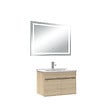 AICA SANITAIRE - Ensemble meuble Salle de Bain 60cm Chêne Wotan simple vasque + miroir lumineux 3 couleurs + dimmable - vignette