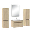 AICA SANITAIRE - Ensemble meuble Salle de Bain 60cm avec colonne et miroir lumineux dimmable mural chêne wotan - vignette