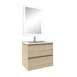 AICA SANITAIRE - Ensemble meuble Salle de Bain 60cm simple vasque et miroir lumineux 3 couleurs et dimmable chêne wotan - vignette