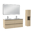 AICA SANITAIRE - Meuble salle de Bain 120cm avec colonne + miroir 3 couleurs Chêne Wotan - vignette