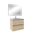 AICA SANITAIRE - Ensemble meuble Salle de Bain 60cm Chêne Wotan simple vasque et miroir lumineux 3 couleurs et dimmable - vignette