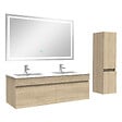 AICA SANITAIRE - Ensemble meuble salle de Bain 120cm double vasque avec colonne + miroir 3 couleurs Chêne Wotan - vignette