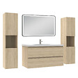 AICA SANITAIRE - Meubles Salle de Bain 100cm avec colonne + miroir lumineux 3 couleurs + dimmable Chêne Wotan - vignette