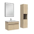 AICA SANITAIRE - Meuble simple vasque 60cm avec colonne et miroir lumineux 3 couleurs chêne wotan - vignette