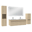 AICA SANITAIRE - Ensemble meuble salle de Bain 120cm avec colonne + miroir mural lumineux 3 couleurs Chêne Wotan - vignette