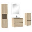 AICA SANITAIRE - Ensemble meuble Salle de Bain 60cm avec simple vasque et colonne et miroir lumineux dimmable chêne wotan - vignette