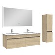 AICA SANITAIRE - Ensemble meuble Salle de Bain 120cm avec vasque + colonne + miroir lumineux 3 couleurs chêne wotan - vignette