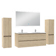 AICA SANITAIRE - Ensemble meuble Salle de Bain 120cm avec colonne et miroir lumineux dimmable chêne wotan - vignette