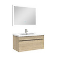 AICA SANITAIRE - Ensemble meuble Salle de Bain 80cm simple vasque + miroir lumineux 3 couleurs + dimmable chêne wotan - vignette