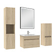 AICA SANITAIRE - Meuble simple vasque 60cm avec colonne et miroir lumineux 3 couleurs et dimmable chêne wotan - vignette