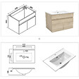 AICA SANITAIRE - Meuble simple vasque 60cm avec colonne et miroir lumineux 3 couleurs et dimmable chêne wotan - vignette