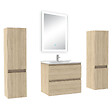 AICA SANITAIRE - Ensemble meuble Salle de Bain 60cm avec colonne et miroir lumineux dimmable chêne wotan - vignette