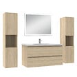 AICA SANITAIRE - Ensemble meuble Salle de Bain 100cm avec colonne + miroir lumineux dimmable chêne wotan - vignette
