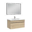AICA SANITAIRE - Meuble simple vasque 80cm avec miroir 3 couleurs et dimmable chêne wotan - vignette