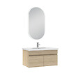 AICA SANITAIRE - Meubles simple vasque 80cm vasque + miroir lumineux Chêne Wotan - vignette