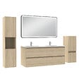 AICA SANITAIRE - Meuble salle de Bain 120cm avec colonne + miroir mural lumineux 3 couleurs Chêne Wotan - vignette